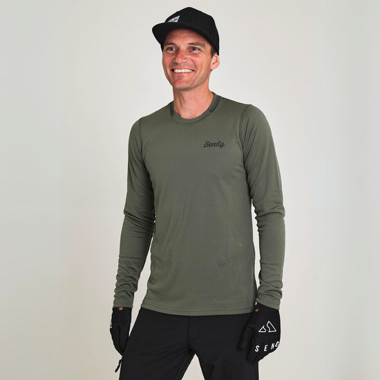 Send It Adults Long Sleeved MTB Jersey | Khaki