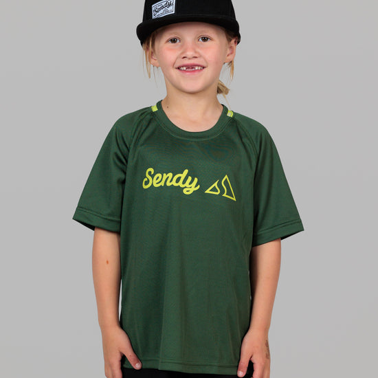 Send It Kids Short Sleeved MTB Jersey | Bold Green